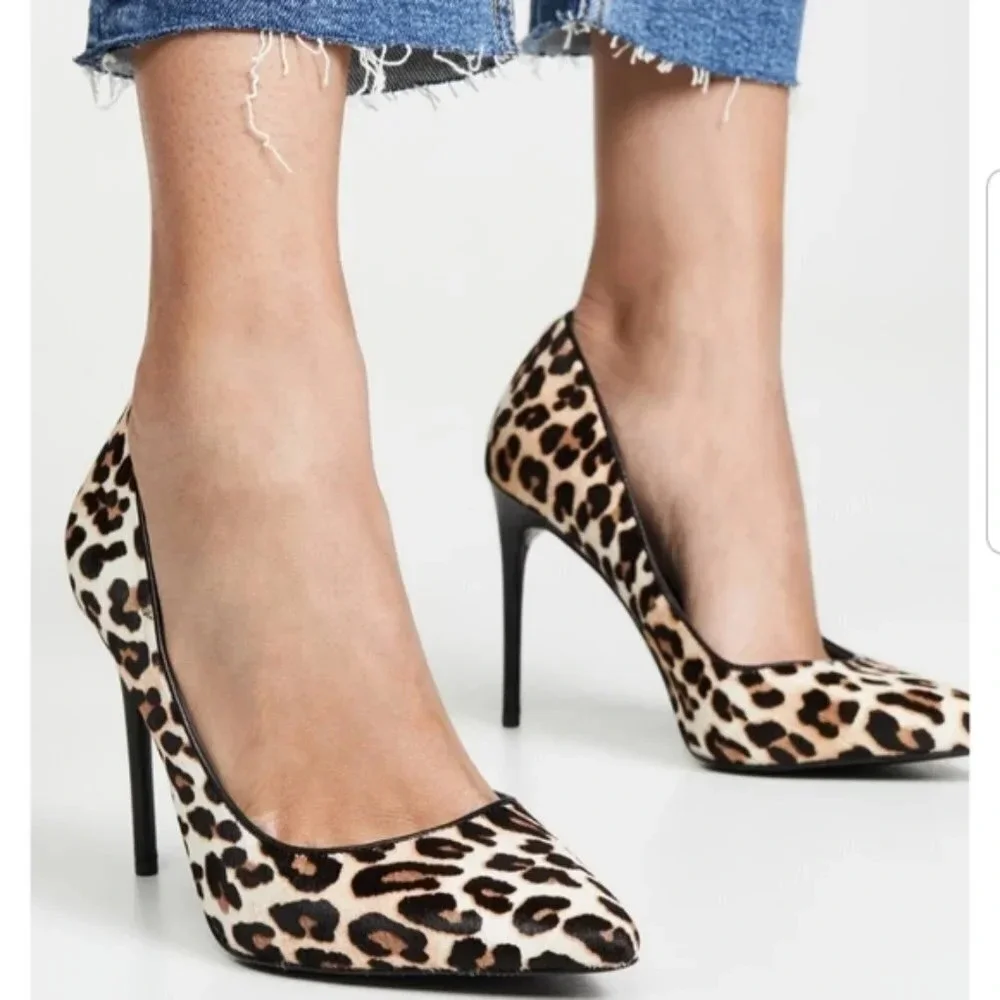 Alice & Olivia | Creda Leopard Print Calf Hair Stiletto Pumps - Size 6.5